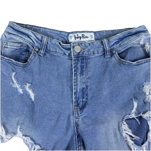 Distressed Wide Leg High Rise Jeans Ripped Denim Casual Womens Size 17 W32 L32 - Picture 3 of 15